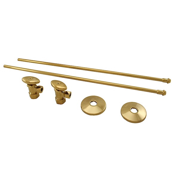 Polished Brass 3/8" x 20" Lavatory Supply & 3/8" x 5/8" Angle Stop Kit